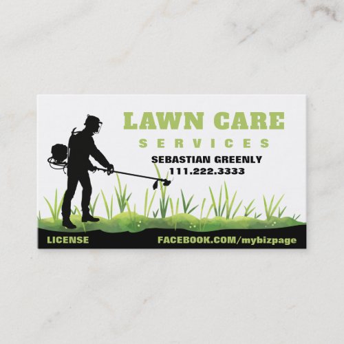  Lawn Care Weed Whacking Mow Grass Modern Business Card