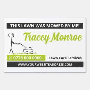 Lawn Care Worker, Lawn Care Services Advertising Sign