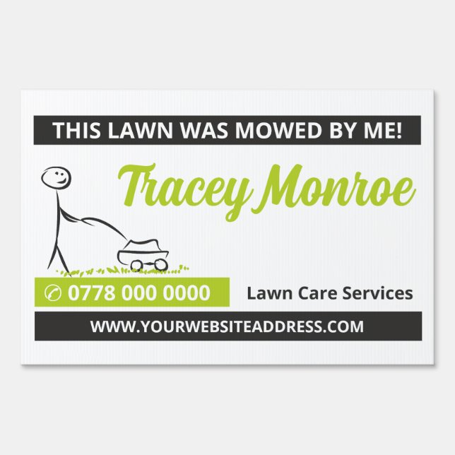 Lawn Care Worker, Lawn Care Services Advertising Sign (Front)
