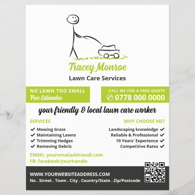 Lawn Care Worker, Lawn Care Services Flyer (Front)