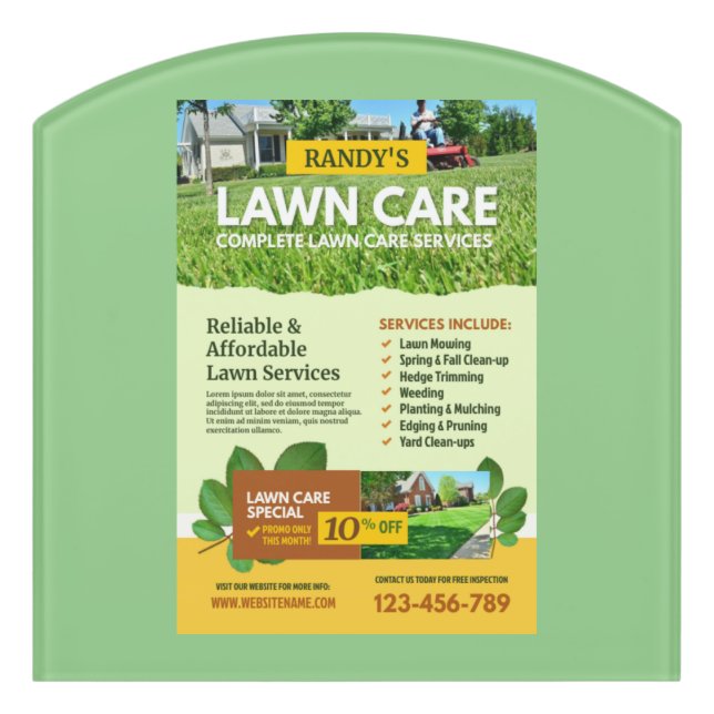 Lawn Care Yard Sign (Contour Front)