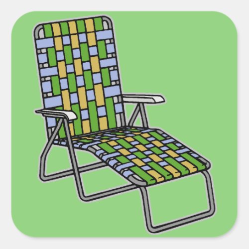 Lawn Chair Chaise Lounge Square Sticker