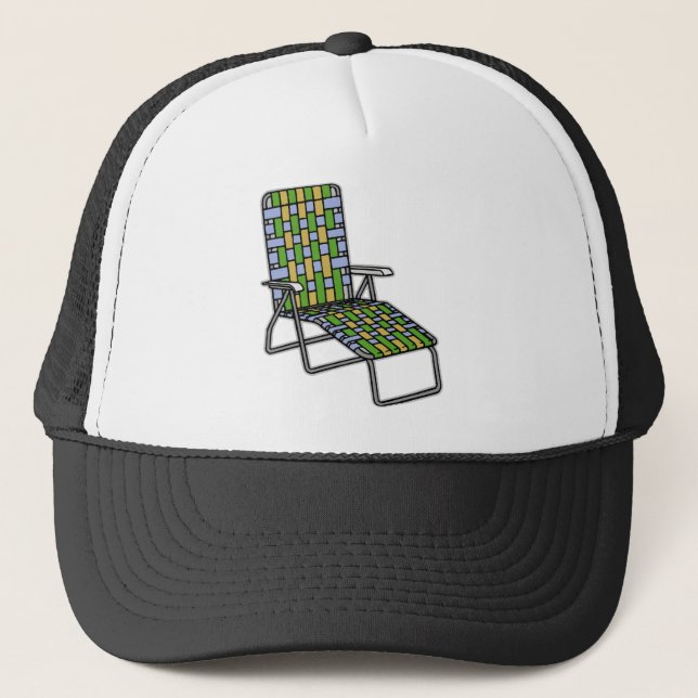 Lawn Chair Chaise Lounge Trucker Hat (Front)