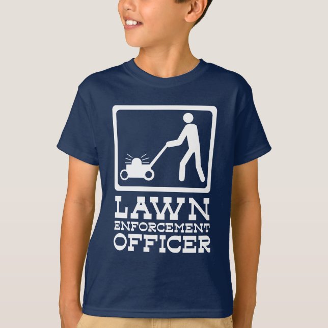 LAWN enforcement officer funny pictogram pun T-Shirt (Front)