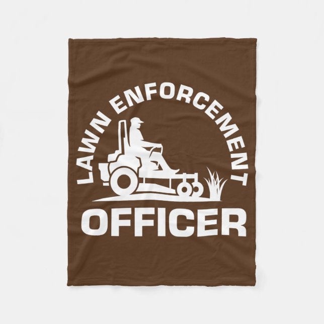 Lawn Enforcement Officer Landscaper Lawnmower Dad Fleece Blanket (Front)