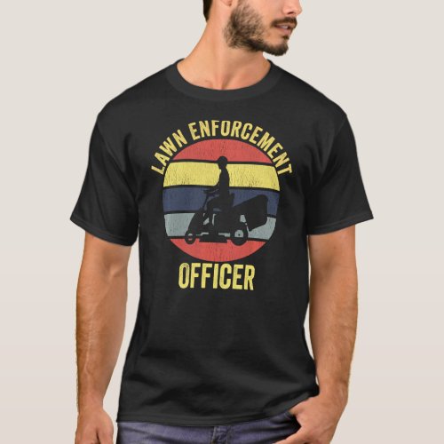 Lawn Enforcement Officer Retro Vintage Lawn Mower  T_Shirt