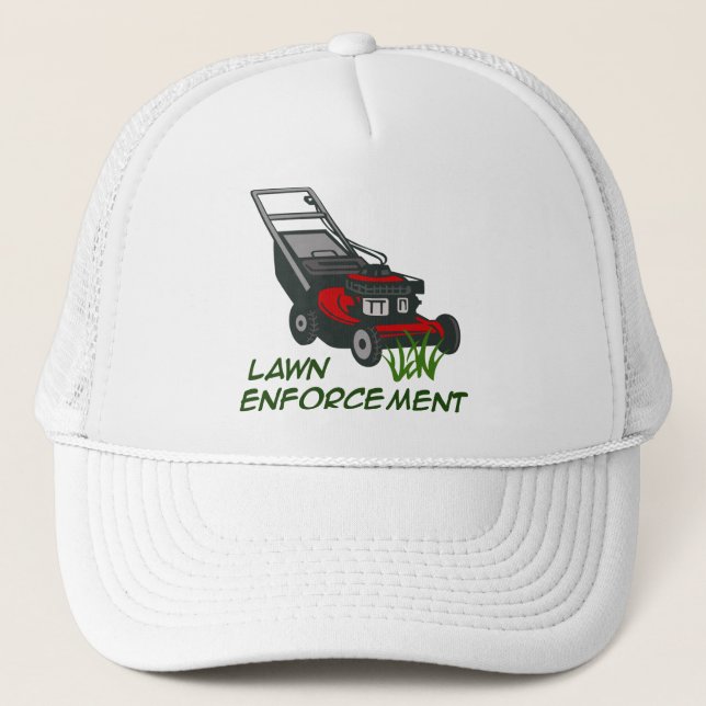 Lawn Enforcement Trucker Hat (Front)