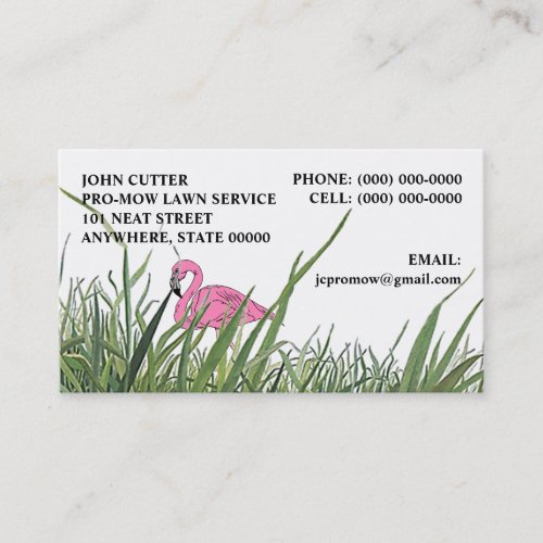 LAWN FLAMINGO IN TALL GRASS  BUSINESS CARDS BUSINESS CARD