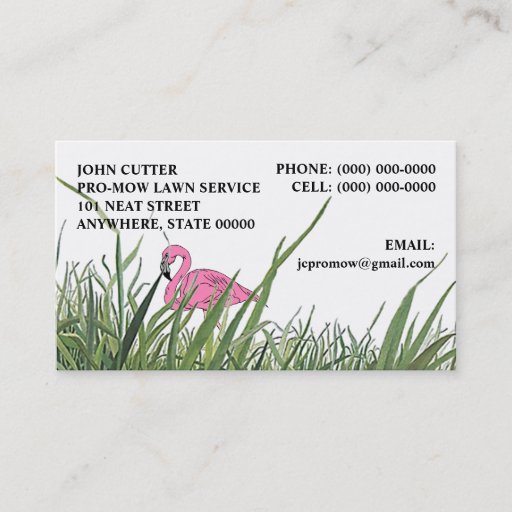 Customizable LAWN FLAMINGO IN TALL GRASS ~ BUSINESS CARDS!