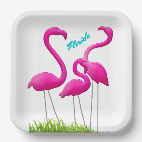 Lawn Flamingoes Florida Party Paper Plates