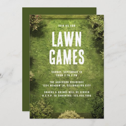 Lawn Games Backyard Outdoor Garden Family Party Invitation
