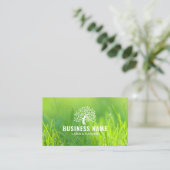 Lawn & Garden Care Tree Logo Green Landscaping Business Card (Standing Front)