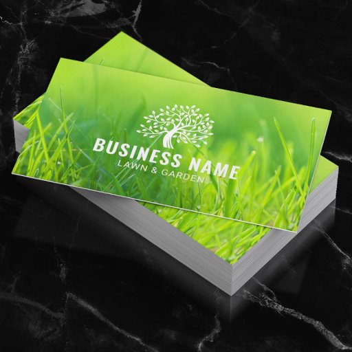 Customizable Lawn &amp; Garden Care Tree Logo Green Landscaping Business Card
