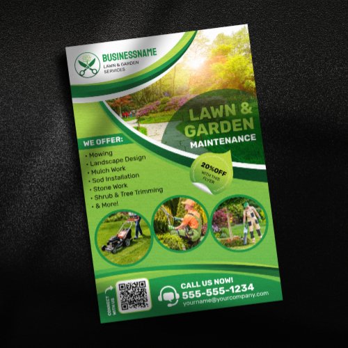 Lawn  Garden Maintenance Trimming Landscaping Mow Flyer