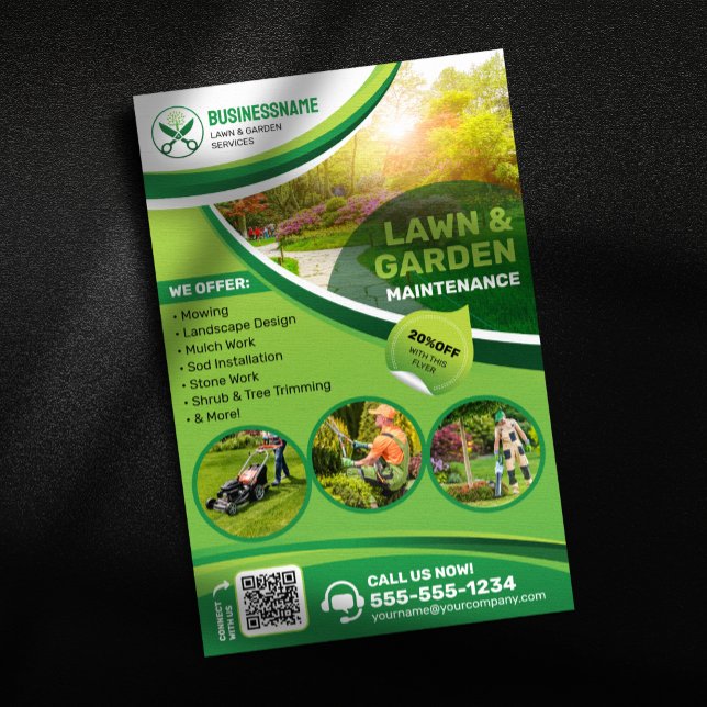 Lawn & Garden Maintenance Trimming Landscaping Mow Flyer (Creator Uploaded)
