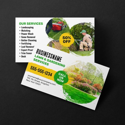 Lawn Gardening Landscaping Mowing Services Business Card
