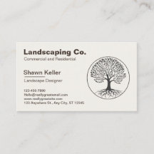 Lawn & Landscaping Cream/Brown Business Card