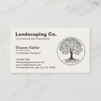 Lawn & Landscaping Cream/Brown Business Card