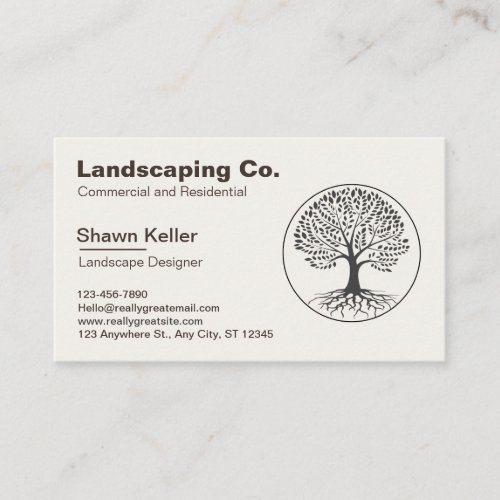 Lawn  Landscaping CreamBrown Business Card