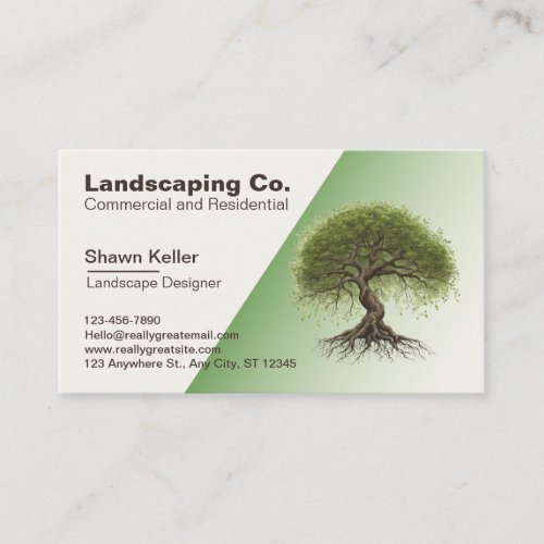 Lawn  Landscaping CreamGreen Business Card