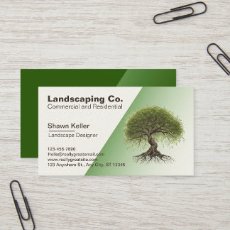 Lawn & Landscaping Cream/Green Business Card