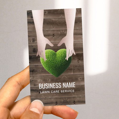 Lawn  Landscaping Service Grass Heart Barn Wood Business Card