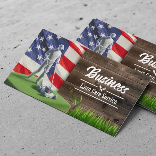 Lawn  Landscaping Service Veteran Mowing Business Card
