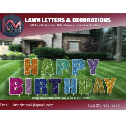 Lawn Letters 18 Happy Birthday Rainbow Glitter 