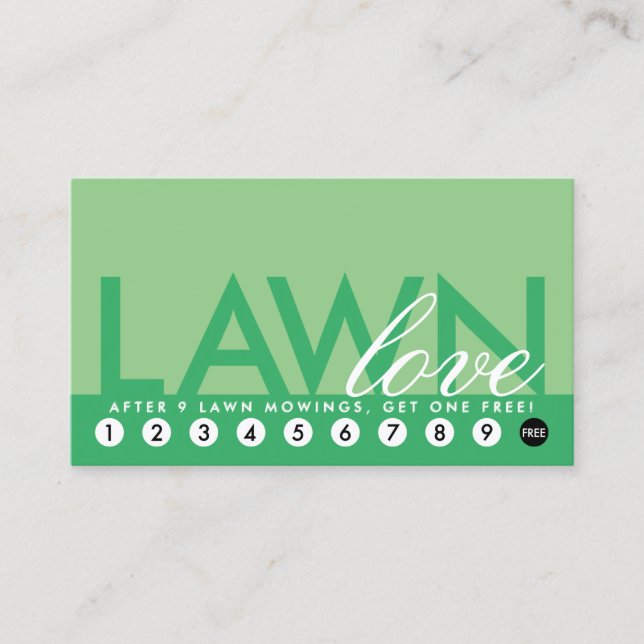 lawn love rewards program loyalty card (Front)