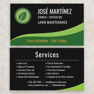 Lawn Maintenance Black Green Business Card
