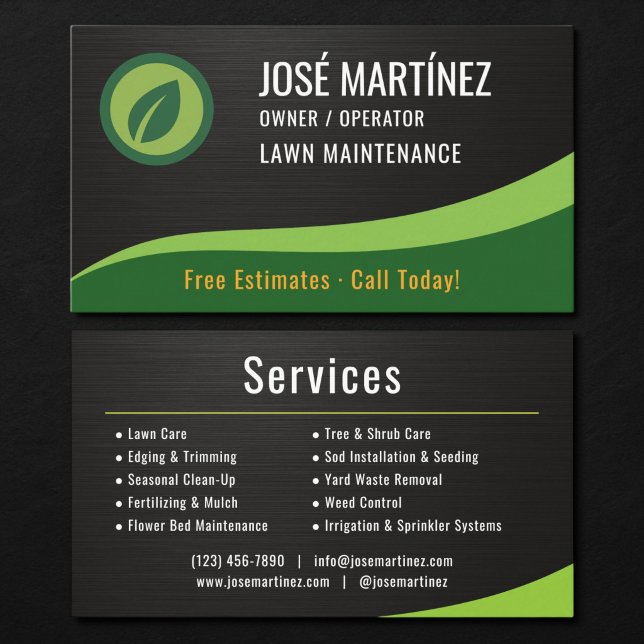 Lawn Maintenance Metallic Business Card (Creator Uploaded)