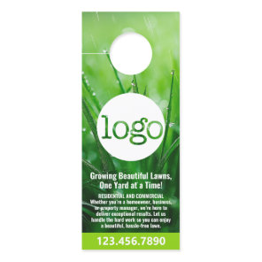 Lawn Maintenance Mowing, Irrigation, Aeration Logo Door Hanger