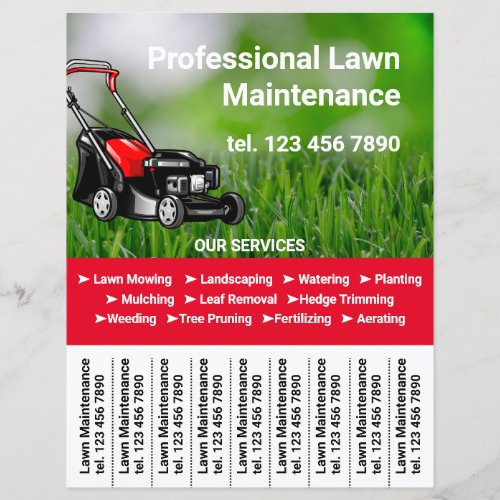 Lawn Maintenance Promotion Flyer Tear Off Strips