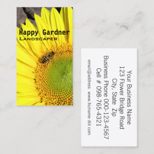 Lawn Maintenance Sunflower and Bee Photo Business Card