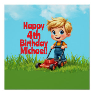 Lawn Mower Birthday Party Poster
