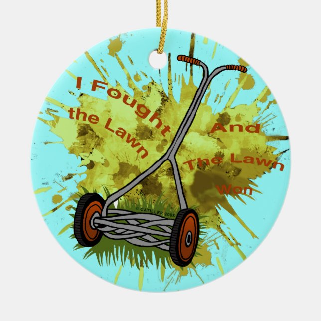 Lawn Mower Ceramic Ornament (Front)