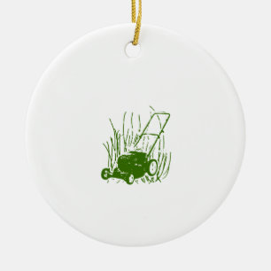 Lawn Mower Ceramic Ornament