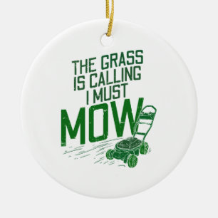 Lawn Mower Ceramic Ornament