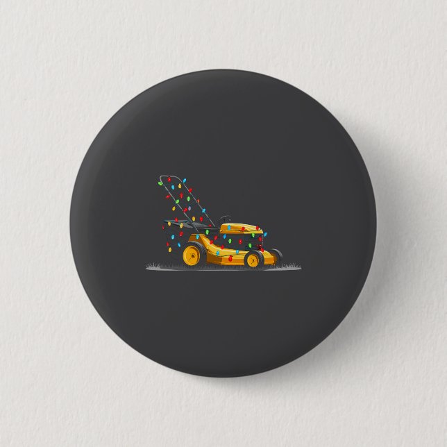 Lawn Mower Christmas Graphics Lights Lover Mowing  Button (Front)