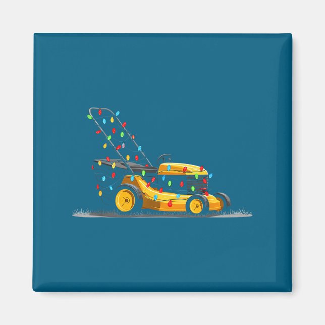 Lawn Mower Christmas Graphics Lights Lover Mowing  Magnet (Front)