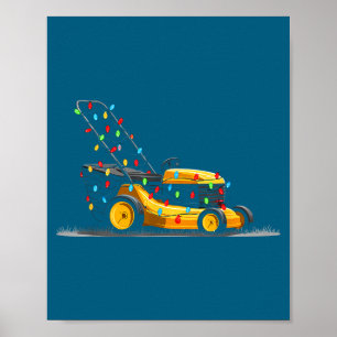 Lawn Mower Christmas Graphics Lights Lover Mowing  Poster