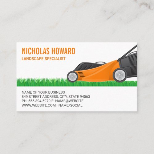 Lawn Mower Cutting Grass Business Card