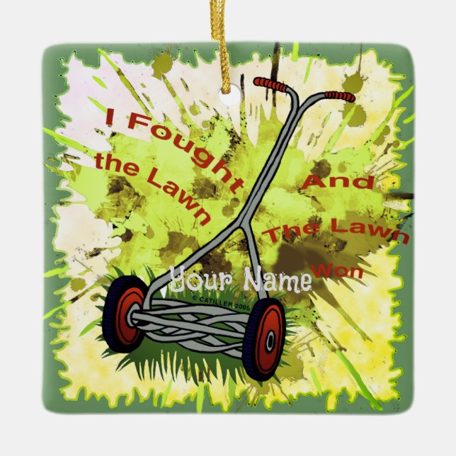 Lawn Mower Dad   Ceramic Ornament (Front)