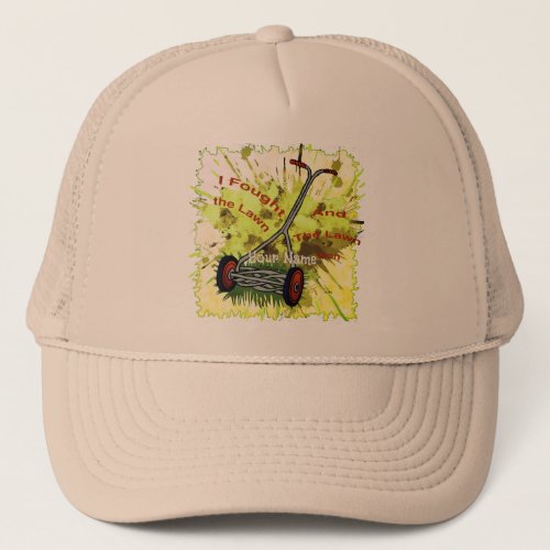 Lawn Mower Dad custom name Trucker Hat
