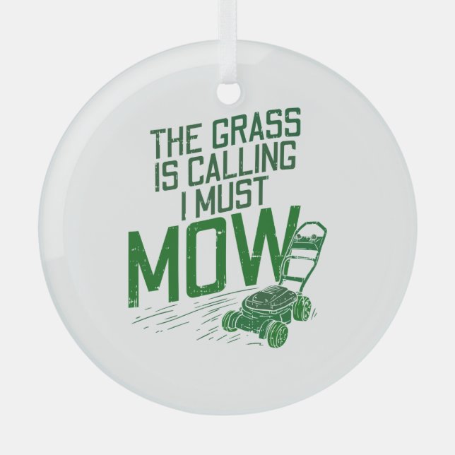 Lawn Mower Glass Ornament (Front)