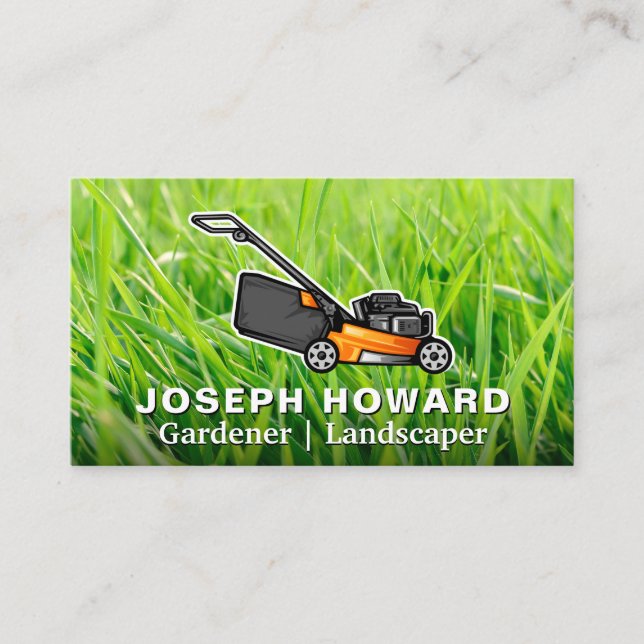 Lawn Mower | Grass | Landscaper Business Card (Front)