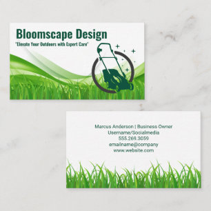 Lawn Mower Grass Landscaper Services Business Card