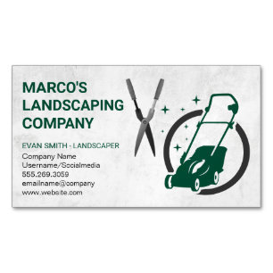 Lawn Mower Hedge Clippers Business Card Magnet
