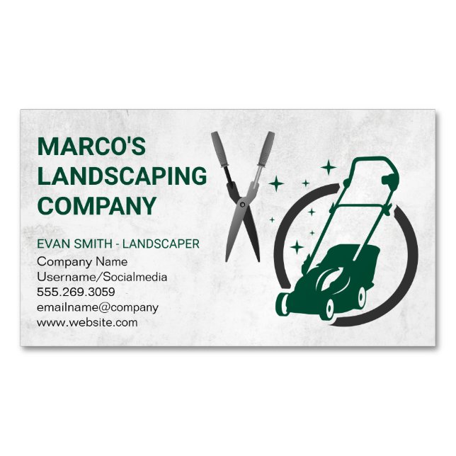 Lawn Mower | Hedge Clippers Business Card Magnet (Front)