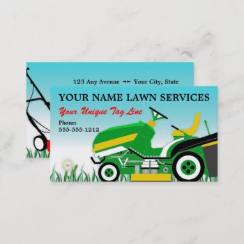 Lawn Mower | Landscaping | Groundskeeping Service Business Card by hhbusiness at Zazzle